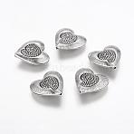 Tibetan Style Alloy Beads, Mother's Day Gifts Making, Lead Free & Nickel Free & Cadmium Free, Heart, Antique Silver, about 30mm long, 31mm wide, 11mm thick, hole: 2mm(LF10631Y-NF)