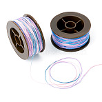 2 Rolls 2 Colors Segment Dyed Round Polyester Twisted Cords, with PET Plastic, for Jewelry Making, Mixed Color, 1mm, about 29.53 Yards(27m)/Roll(OCOR-TA0003-59B)