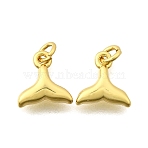 Brass Pendants, Fishtail Charms, Rack Plating, Lasting Plated, Cadmium Free & Lead Free, with Jump Ring, Real 18K Gold Plated, 8.5x8.5x2.5mm, Hole: 2mm(KK-I275-25G)