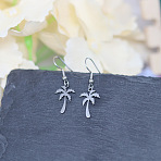 201 Stainless Steel Dangle Earrings, Coconut Tree, Stainless Steel Color, 36x11mm(FS-WG73688-02)
