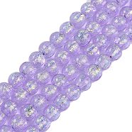 Handmade Foil Lampwork Beads Strands, Round, Lilac, 8.5x7mm, Hole: 1.4mm, about 40pcs/strand, 11.81''(30cm)(FOIL-K003-06A-01)