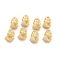 Clear Cubic Zirconia Chunky Hoop Earrings, Rack Plating Brass Hinged Earrings for Women, Lead Free & Cadmium Free & Nickel Free, Real 18K Gold Plated, 13x15x10mm, Pin: 1mm(EJEW-F281-02G)