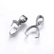 201 Stainless Steel Pendant Pinch Bails, Stainless Steel Color, 12x10x3.5mm, Hole: 4x6mm(X-STAS-E437-25P)