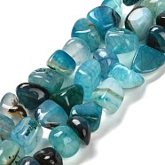Natural Dragon Veins Agate Beads Strands, Dyed & Heated, Nuggets, Tumbled Stone, Light Sky Blue, 11~14.5x10.5~14x9.5~12.5mm, Hole: 1.6mm, about 36~38pcs/strand, 14.96''(38cm)(G-NH0018-B03-01)