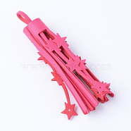 Multifunction Imitation Leather Tassel Pendant Decorations, Star, Camellia, 83~91x15mm, Hole: 4~8mm(FIND-T006-A04)