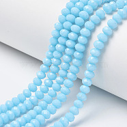 Opaque Solid Color Glass Beads Strands, Faceted, Rondelle, Cyan, 3.5x3mm, Hole: 0.4mm, about 138pcs/strand, 15.7 inch(40cm)(EGLA-A034-P3mm-D08)