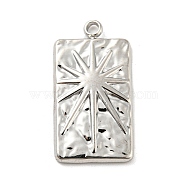 304 Stainless Steel Pendants, Rectangle with Star Charm, Stainless Steel Color, 26x13.5x2.5mm, Hole: 2mm(STAS-C082-05P)