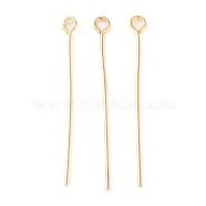 Brass Eye Pins, for Jewelry Making, Real 18K Gold Plated, 34~35x0.7mm, Hole: 2mm(KK-N254-48D-G)