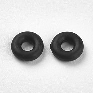 Silicone Beads, DIY Bracelet Making, Donut, Black, 6x2mm, Hole: 2mm(SIL-E001-M-03)