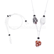 Adjustable Braided Nylon Cord Macrame Pouch Necklace Making, Interchangeable Stone, with Glass Beads, White, 18-7/8 inch(48cm)(NJEW-SW00019-01)