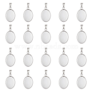 304 Stainless Steel Pendant Cabochon Settings, Milled Edge Bezel Cups, Oval, Stainless Steel Color, Tray: 13.5x18mm, 23x14x1.5mm, Hole: 3x5mm, 20pcs/box(STAS-UN0007-38P)