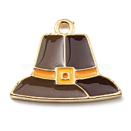 Thanksgiving Day Alloy Enamel Pendants, Light Gold, Hat, 15.5x19.5x1.5mm, Hole: 1.8mm(ENAM-D060-03B-KCG)