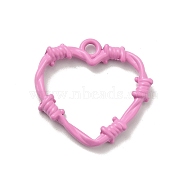 Baking Painted Alloy Pendants, Outline Charm, Heart, 24x25x3mm, Hole: 2.2mm(FIND-A018-01A)