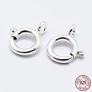 925 Sterling Silver Spring Ring Clasps, Ring, with 925 Stamp, Silver, 10x8x1.5mm, Hole: 1.5mm(STER-K167-076C-S)