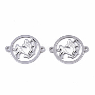 201 Stainless Steel Links connectors, Constellations, Flat Round, Stainless Steel Color, Sagittarius, 21x16x1mm, Hole: 1.4mm(STAS-N087-22-01P)