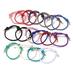 Adjustable Nylon Round Milan Cord Slider Bracelet Making, with Brass Cord End, Golden, Mixed Color, Inner Diameter: 2.32~2.68 inch(5.9~6.8cm), 3.5mm(FB-H001-01G)