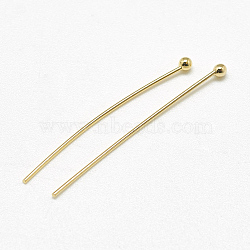 Brass Ball Head Pins, Real 18K Gold Plated, 30x0.6mm, 23 Gauge, Head: 2mm(KK-T032-007G)