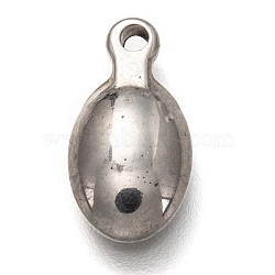 304 Stainless Steel Charms, Oval, Stainless Steel Color, 1/2x1/4x1/8 inch(13.5x7.5x3.5mm), Hole: 1.2mm(STAS-I170-44P)