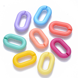 Opaque Spray Painted Acrylic Linking Rings, Quick Link Connectors, for Cable Chains Making, Oval, Mixed Color, 31x19.5x5.5mm, Inner Diameter: 19.5x7.5mm(OACR-S036-006A-I)