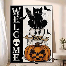 DIY Halloween Theme Diamond Painting Kit, Including Resin Rhinestones Bag, Diamond Sticky Pen, Tray Plate and Glue Clay, Pumpkin, 400x300x0.2mm(DIAM-O001-01B)