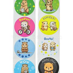 Cartoon Patterns Paper Gift Sticker Rolls, Round for DIY Scrapbooking, Bear, 25mm, 500pcs/roll.(DIY-R083-03H)