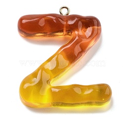 Resin Pendant, with Iron Ring Finding, Letter A~Z, Letter Z, 38x34.5x7mm, Hole: 2mm(FIND-Q107-01Z-01)