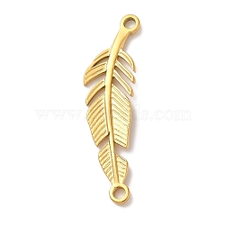 Ion Plating(IP) 304 Stainless Steel Connector Charms, Leaf, Real 18K Gold Plated, 35x19x1.5mm, Hole: 1.9mm(STAS-C110-14G)