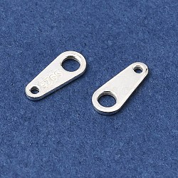 925 Sterling Silver Links, Chain Tabs, with 925 Stamp, Silver, 7x3x0.5mm, Hole: 0.5~2mm(X-STER-S002-20)