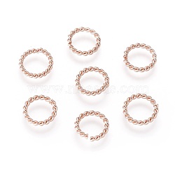 304 Stainless Steel Jump Rings, Open Jump Rings, Twisted, Rose Gold, 10x1.5mm, Inner Diameter: 7mm(STAS-F191-11RG-B)