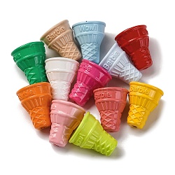 Baking Painted Opaque Acrylic Beads, Ice Cream Cone, Mixed Color, 20.5x17.5mm, Hole: 2.8mm(MACR-F080-16)