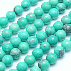 Natural Howlite Beads, Dyed, Round, Light Sea Green, 8mm, Hole: 1mm, about 47pcs/strand, 15.5 inch(G-G904-8mm-04)