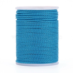 Round Waxed Polyester Cord, Taiwan Waxed Cord, Twisted Cord, Cyan, 1mm, about 12.02 yards(11m)/roll(YC-G006-01-1.0mm-14)