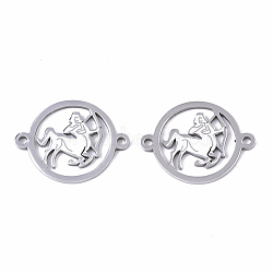 Tarnish Resistant 201 Stainless Steel Links connectors, Constellations, Flat Round, Stainless Steel Color, Sagittarius, 21x16x1mm, Hole: 1.4mm(STAS-N087-22-01P)