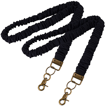 2Pcs Polyester ID Card Cell Phone Lanyard, with Alloy Swivel Clasp, Black, 450x27x33.5mm