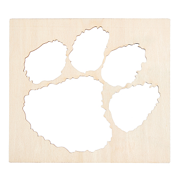 Olycraft Unfinished Wood Cutouts, Laser Cut Wood Shapes, for Home Decor Ornament, DIY Craft Art Project, Dog Paw Prints, Tan, 20x18cm