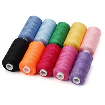 10 Colors Polyester Sewing Thread, Mixed Color, 260x60x27mm, 10pcs/set