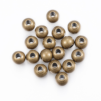 304 Stainless Steel Beads, Round, Antique Bronze, 3x2.5mm, Hole: 1.1mm