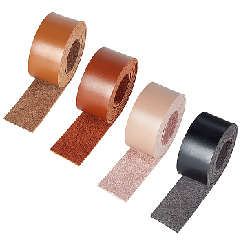 BENECREAT 4 Rolls 4 Colors Flat Single Face Imitation Leather Cords, Smooth, Mixed Color, 25x1.8mm, 1 yard/Roll, 1 roll/color