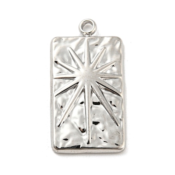 304 Stainless Steel Pendants, Rectangle with Star Charm, Stainless Steel Color, 26x13.5x2.5mm, Hole: 2mm