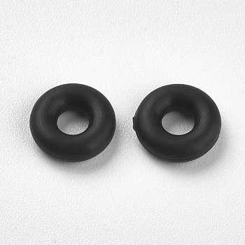 Silicone Beads, DIY Bracelet Making, Donut, Black, 6x2mm, Hole: 2mm