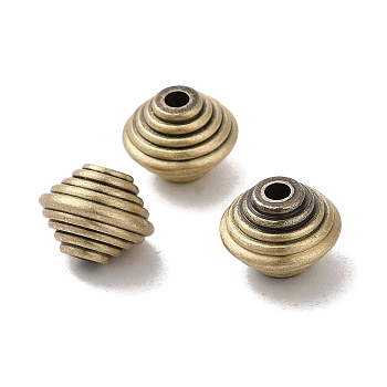 Tibetan Style Rack Plating Brass Beads, Long-Lasting Plated, Bicone, Brushed Antique Bronze, 9x7mm, Hole: 1.8mm