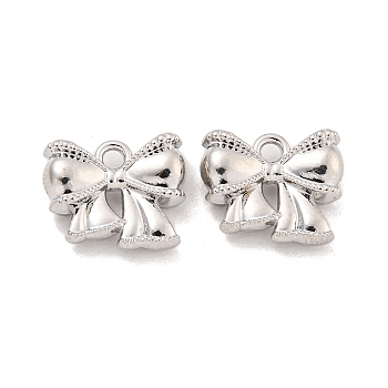 Rack Plating Alloy Charms, Bowknot, Platinum, 11x13x4mm, Hole: 1.6mm
