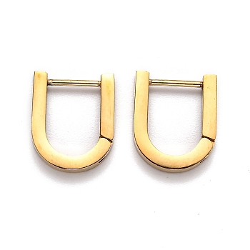 304 Stainless Steel Huggie Hoop Earrings, U Shape, Golden, 15x12.5x3mm, Pin: 1mm