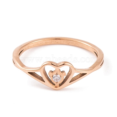 Herz 304 Edelstahl Fingerring für Damen(RJEW-C086-15-RG)-2