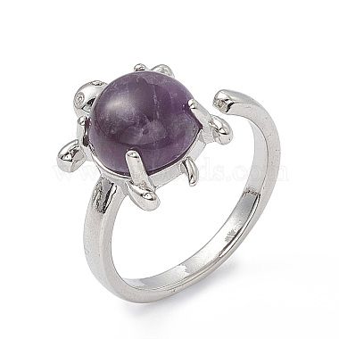 Natural Amethyst Turtle Open Cuff Ring(RJEW-P082-01P-01)-4