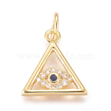 Brass Micro Pave Cubic Zirconia Pendants(KK-D156-02G)-1