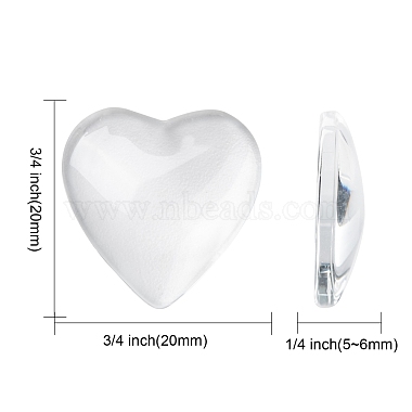 Transparent Glass Heart Cabochons(X-GGLA-R021-20mm)-2