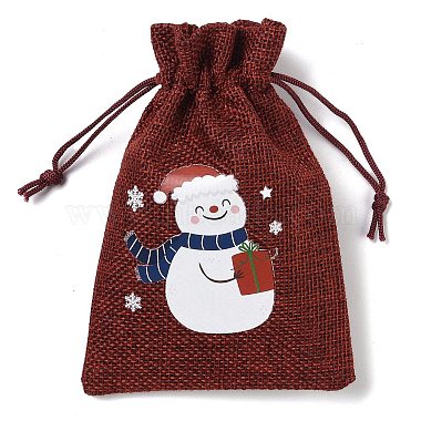 Bolsas de almacenamiento de tela de yute con tema navideño.(ABAG-F010-01A-02)-2