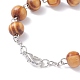 Prière religieuse bois de pin bracelet chapelet perlé(BJEW-O140-02P)-4