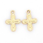 Nickel Free & Lead Free Light Gold Plated Alloy Cross Pendants, Long-Lasting Plated, Greek Cross, 20x14x2mm, Hole: 2mm(PALLOY-J218-164G-NR)